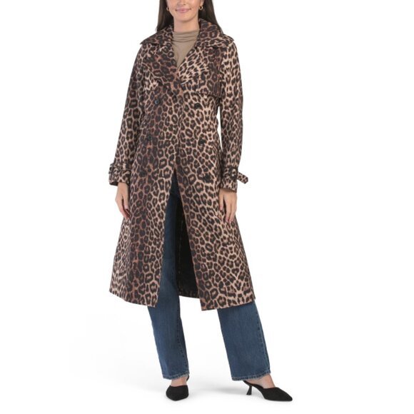 BCBGMAXAZRIA leopard Quarter Belted Water Repellent Trench Coat - Picture 1 of 2